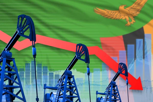 Ζάμπια Έννοια Της Πετρελαϊκής Βιομηχανίας Βιομηχανική Απεικόνιση Μείωση Πτώση Γράφημα — Φωτογραφία Αρχείου