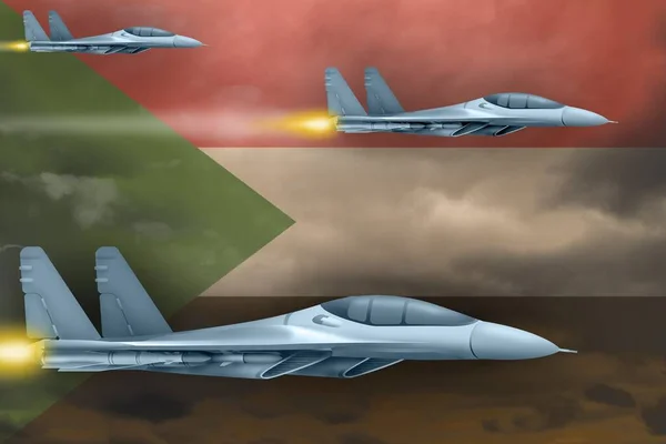 Concetto Attacco Aereo Sudan Moderni Aerei Guerra Attaccano Sullo Sfondo — Foto Stock