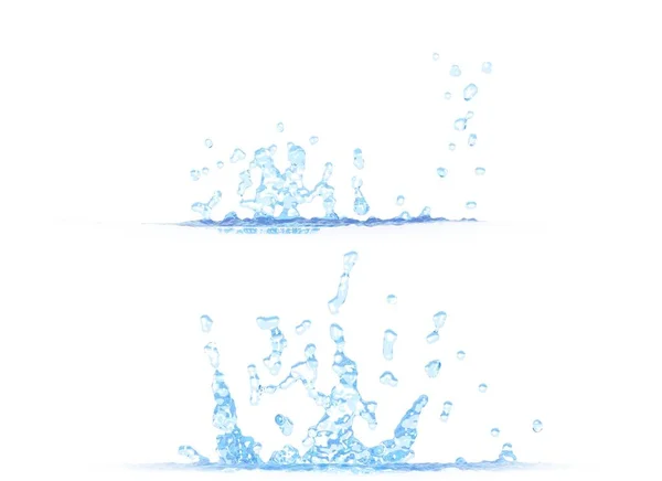 Два Боковых Вида Красивой Водяной Брызг Иллюстрация Макет Изолирован Белом — стоковое фото