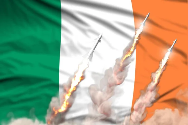 Modern Strategic Rocket Forces Concept Flag Fabric Background Ireland Ballistic — Stock Photo, Image