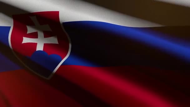 60Fps Dark Slovakia Flag Fabric Texture Waving Background Uhd Seamless — Stok Video