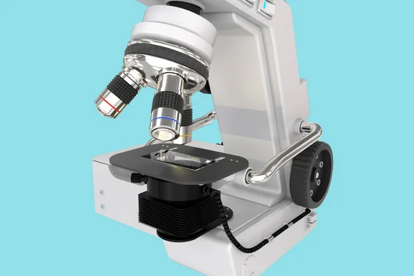 Mpx Nagyfelbontású Elektronikus Mikroszkóp Fiktív Design Elszigetelt Kék Orvosi Illusztráció — Stock Fotó