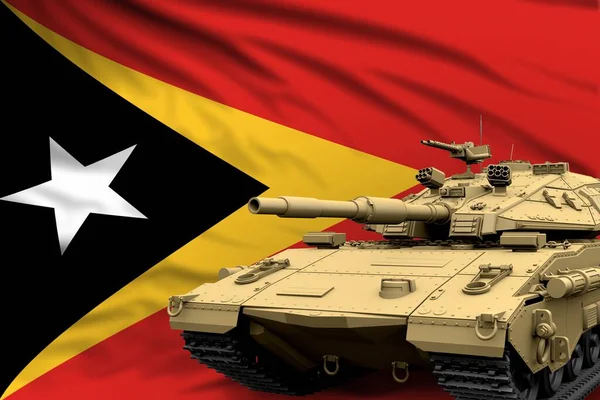 Tanque Pesado Com Design Fictício Fundo Bandeira Timor Leste Conceito — Fotografia de Stock