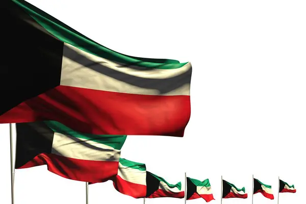 Beautiful Many Kuwait Flags Placed Diagonal Isolated White Space Your — Stock Photo, Image