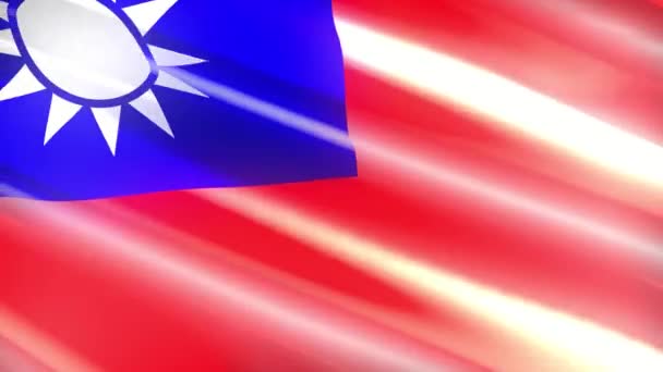 60Fps Glänzenden Urlaub Taiwan Provinz China Flagge Wehen Uhd Nahtlose — Stockvideo