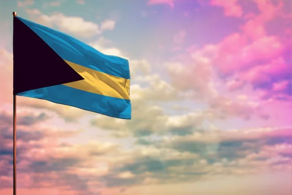 Flatternde Bahamas Flaggen Attrappe Mit Dem Ort Für Ihren Text — Stockfoto