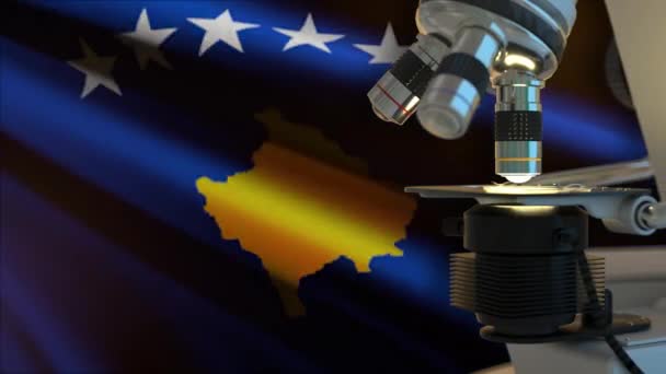 60Fps Kosovo Vetenskap Koncept Med Flagga Viftande Uhd Video Bakgrund — Stockvideo