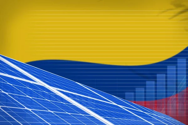 コロンビア太陽光発電デジタルグラフの概念 環境エネルギー産業図 3Dイラスト — ストック写真