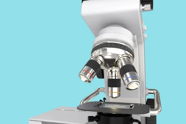 Mpx Nagy Felbontású Képek Laboratóriumi Mikroszkóp Fiktív Design Elszigetelt Kék — Stock Fotó