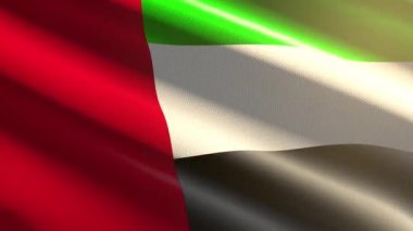 60FPS parlak kadife renkli Birleşik Arap Emirlikleri bayrağı yeşil, kırmızı, siyah, beyaz sallanan arka plan, 3D UHD 4k kusursuz döngü