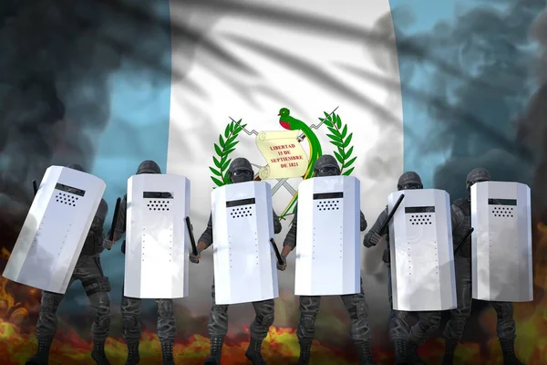 Guatemala Politie Speciale Troepen Zware Rook Vuur Beschermen Staat Tegen — Stockfoto