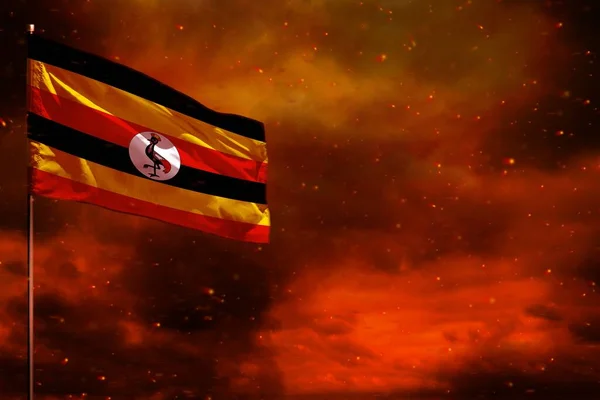 Flatternde Uganda Flaggen Attrappe Mit Leerraum Für Ihre Daten Purpurroten — Stockfoto