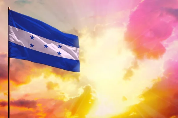 Ondeando Bandera Honduras Maqueta Esquina Superior Izquierda Con Lugar Para — Foto de Stock
