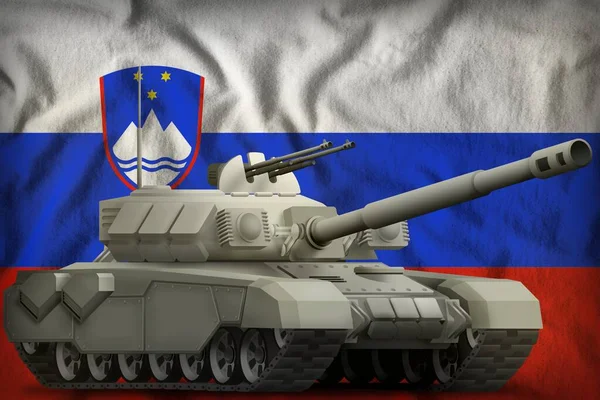 heavy tank on the Slovenia flag background. 3d Illustration