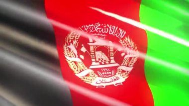60FPS parlak bayram Afganistan bayrağı dalgalanıyor, 3D 4K UHD kusursuz döngü animasyonu