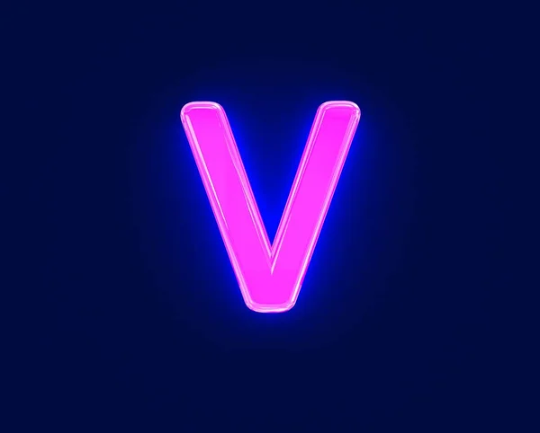 Cilalanmış Neon Işıklı Yansıtıcı Alfabe Koyu Arkaplan Üzerinde Izole Harfi — Stok fotoğraf