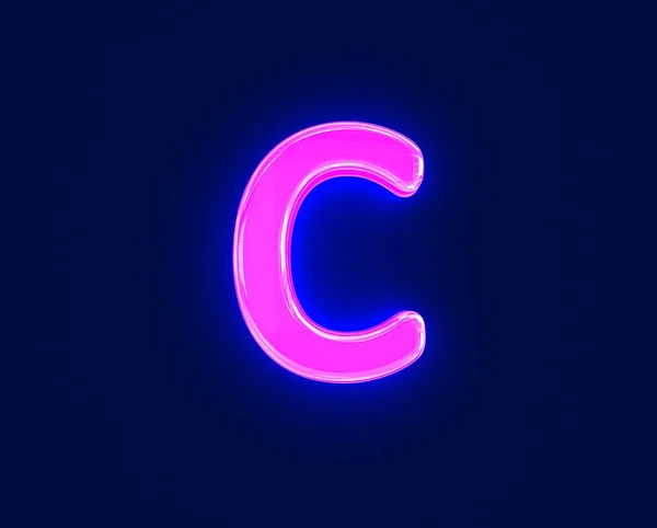 Blank Neon Ljus Glöd Glasaktigt Alfabet Bokstaven Isolerad Mörk Bakgrund — Stockfoto