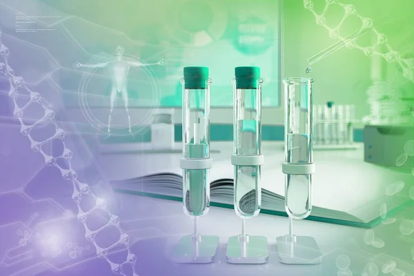 Biotechnologie Universitaire Achtergrond Textuur Reageerbuizen Microscoop Kliniek Kleurrijke Conceptuele Medische — Stockfoto