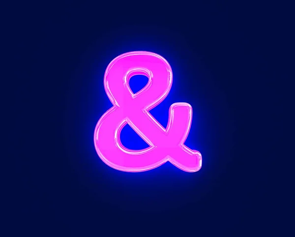 Glänzendes Neonlicht Reflektierende Schrift Ampersand Isoliert Auf Dunklem Darstellung Von — Stockfoto