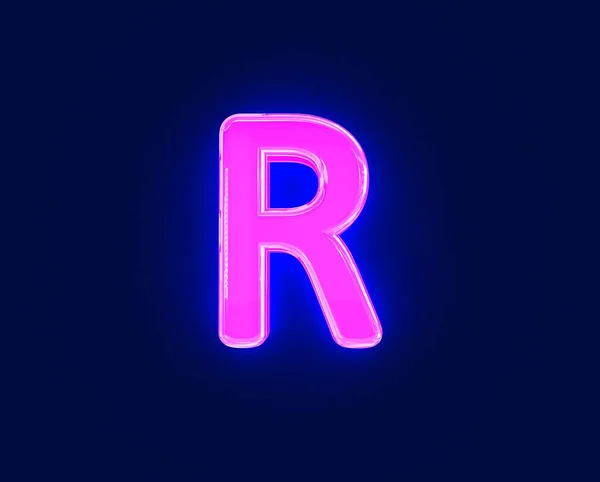 Shiny Neon Light Glow Glassy Font Letter Isolated Dark Background — Stock Photo, Image