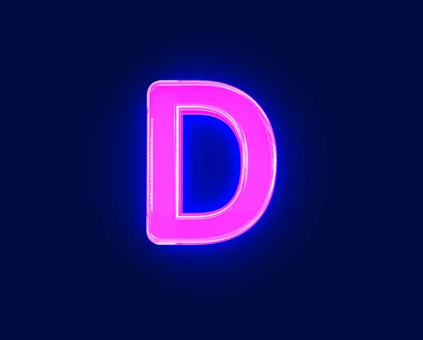 Glanzend Neon Licht Gloeien Glasachtig Lettertype Letter Geïsoleerd Donkere Achtergrond — Stockfoto