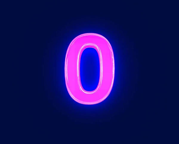 Glänzende Neonhelle Gläserne Schrift Zahl Isoliert Auf Dunklem Hintergrund Darstellung — Stockfoto