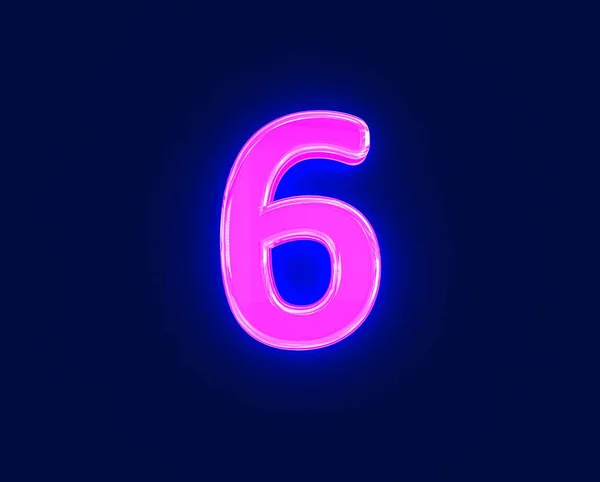 Shine Neon Light Glow Glass Made Font Number Isolated Dark — Stock Photo, Image