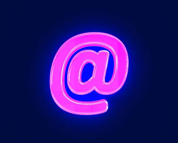 Polished Neon Light Glow Glassy Alphabet Sign Isolated Dark Illustration — Stock Photo, Image