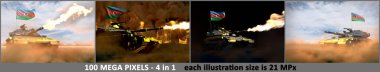 Azerbaycan bayrağı - Azerbaycan ordu konsepti, askeri 3D illüstrasyon