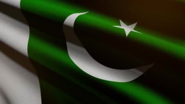 60FPS koyu Pakistan bayrağı yeşile boyanmış, beyaz kumaş desenli - arka plan, UHD 4k 3d kusursuz döngü animasyonu