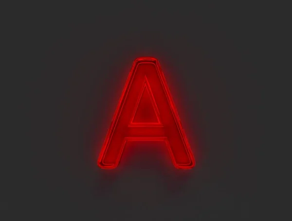 Rood Glans Neon Licht Gloeiend Glas Gemaakt Lettertype Letter Geïsoleerd — Stockfoto