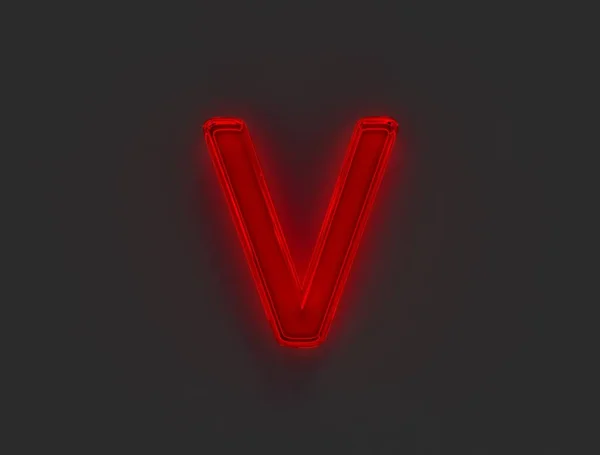 Röd Glans Neon Ljus Glöd Glas Gjort Teckensnitt Bokstav Isolerad — Stockfoto