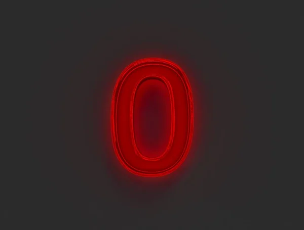 Красный Светящийся Неоновый Светящийся Стеклянный Шрифт Число Выделенное Сером Фоне — стоковое фото