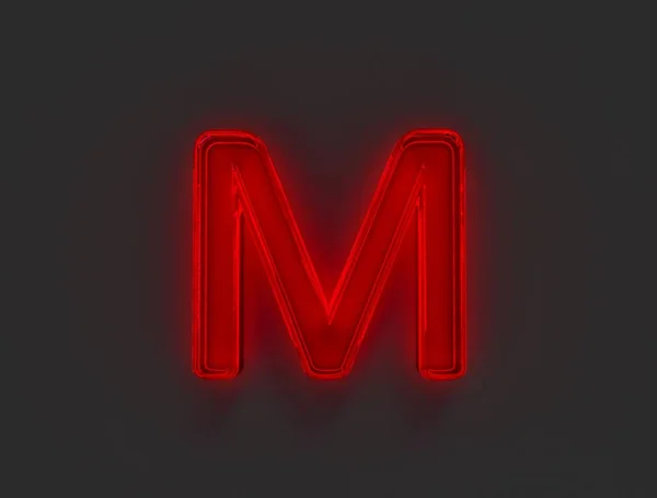 Κόκκινη Λάμψη Νέον Φως Αντανακλαστική Γραμματοσειρά Γράμμα Απομονώνονται Γκρι Απεικόνιση — Φωτογραφία Αρχείου