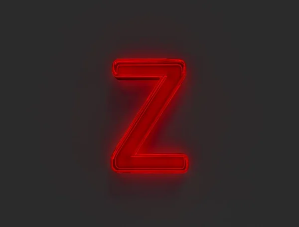 Red Glossy Neon Light Glow Reflective Alphabet Letter Isolated Grey — Stock Photo, Image