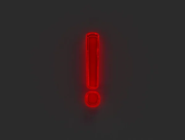 Kırmızı Parlak Neon Işıklı Parlak Yazı Tipi Ünlem Işareti Gri — Stok fotoğraf
