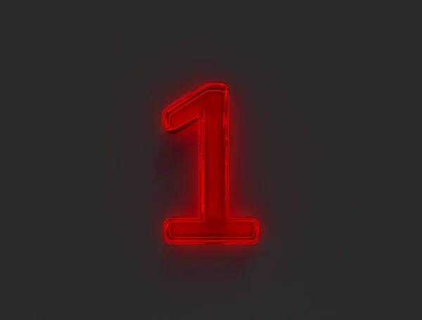 Rött Polerat Neon Ljus Glöd Glas Gjort Alfabet Nummer Isolerad — Stockfoto