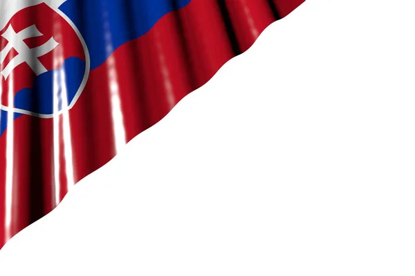 Wonderful Glossy Flag Slovakia Large Folds Lie Left Top Corner — Stock Photo, Image