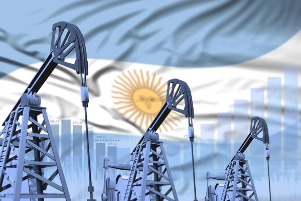 Argentine Pétrole Pétrole Concept Industrie Illustration Industrielle Sur Fond Drapeau — Photo