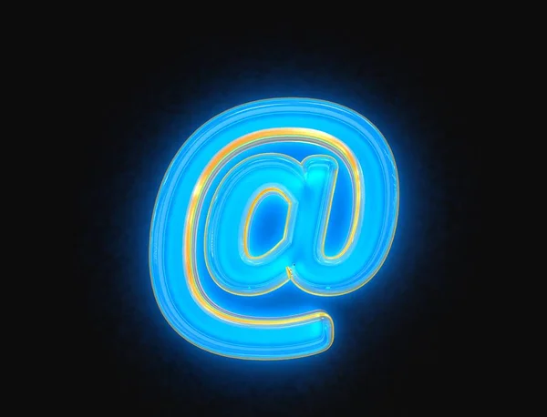 Blauw Oranje Gepolijst Neon Licht Gloed Kristal Glas Gemaakt Lettertype — Stockfoto