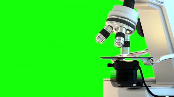 Medicinsk Koncept Mikroskop Arbetar Automatiskt Isolerad Grön Skärm För Chromakey — Stockvideo