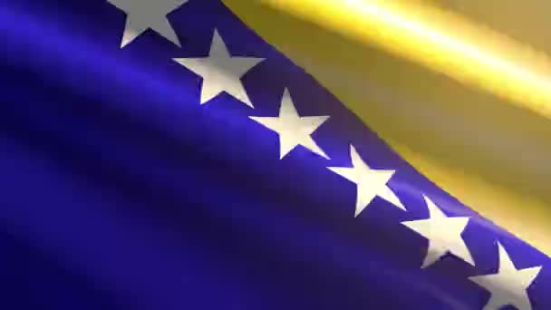 60Fps Brillante Terciopelo Brillante Bosnia Herzegovina Bandera Ondeando Fondo Uhd — Vídeo de stock