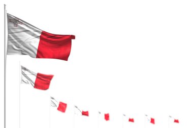 Güzel Malta izole edilmiş bayraklar köşegen, yumuşak odaklı resim ve metin için yer - herhangi bir kutlama bayrağı 3d illüstrasyon