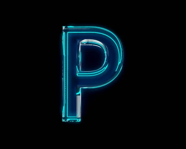 Biru Dipoles Neon Cahaya Bersinar Reflektif Alfabet Kristal Huruf Diisolasi — Stok Foto