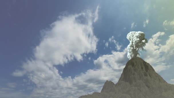 Uitbarsting Vulkaan Blauwe Lucht Achtergrond Uhd 60Fps Video Animatie — Stockvideo