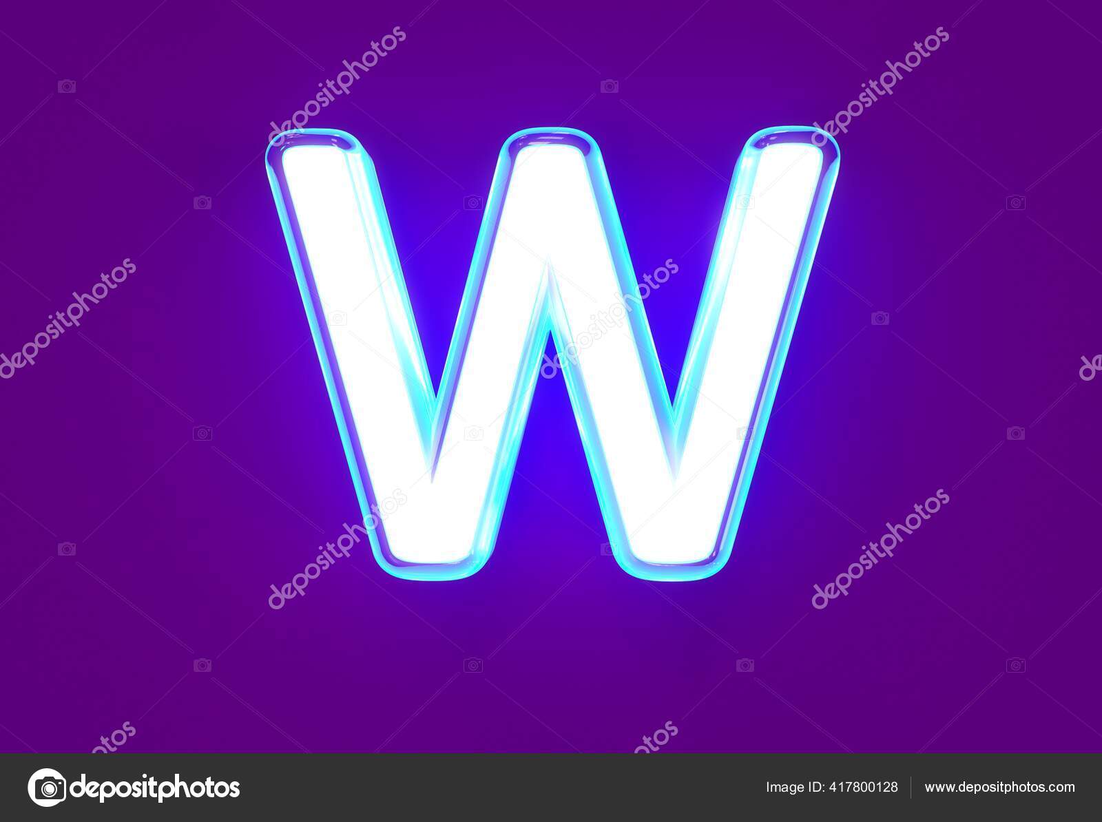 White Shine Neon Light Blue Glow Alphabet Letter Isolated Purple ...