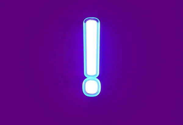 Weißer Glanz Neonhellblaue Leuchtschrift Ausrufezeichen Isoliert Auf Violett Abbildung Von — Stockfoto