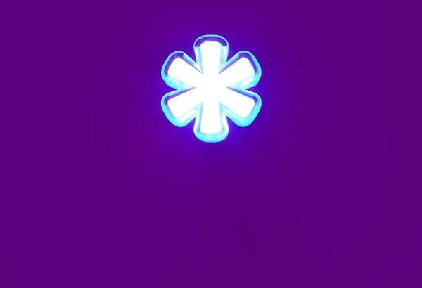 White Shine Neon Light Blue Glow Font Asterisk Isolated Purple — Stock Photo, Image