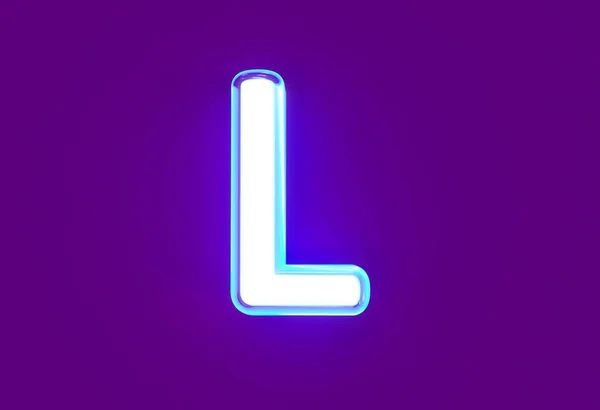 White Shiny Neon Light Blue Glow Font Letter Isolated Purple — Stock Photo, Image