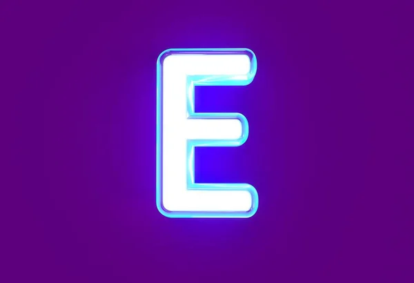 Witte Glanzende Neon Lichtblauwe Gloed Lettertype Letter Geïsoleerd Paarse Achtergrond — Stockfoto